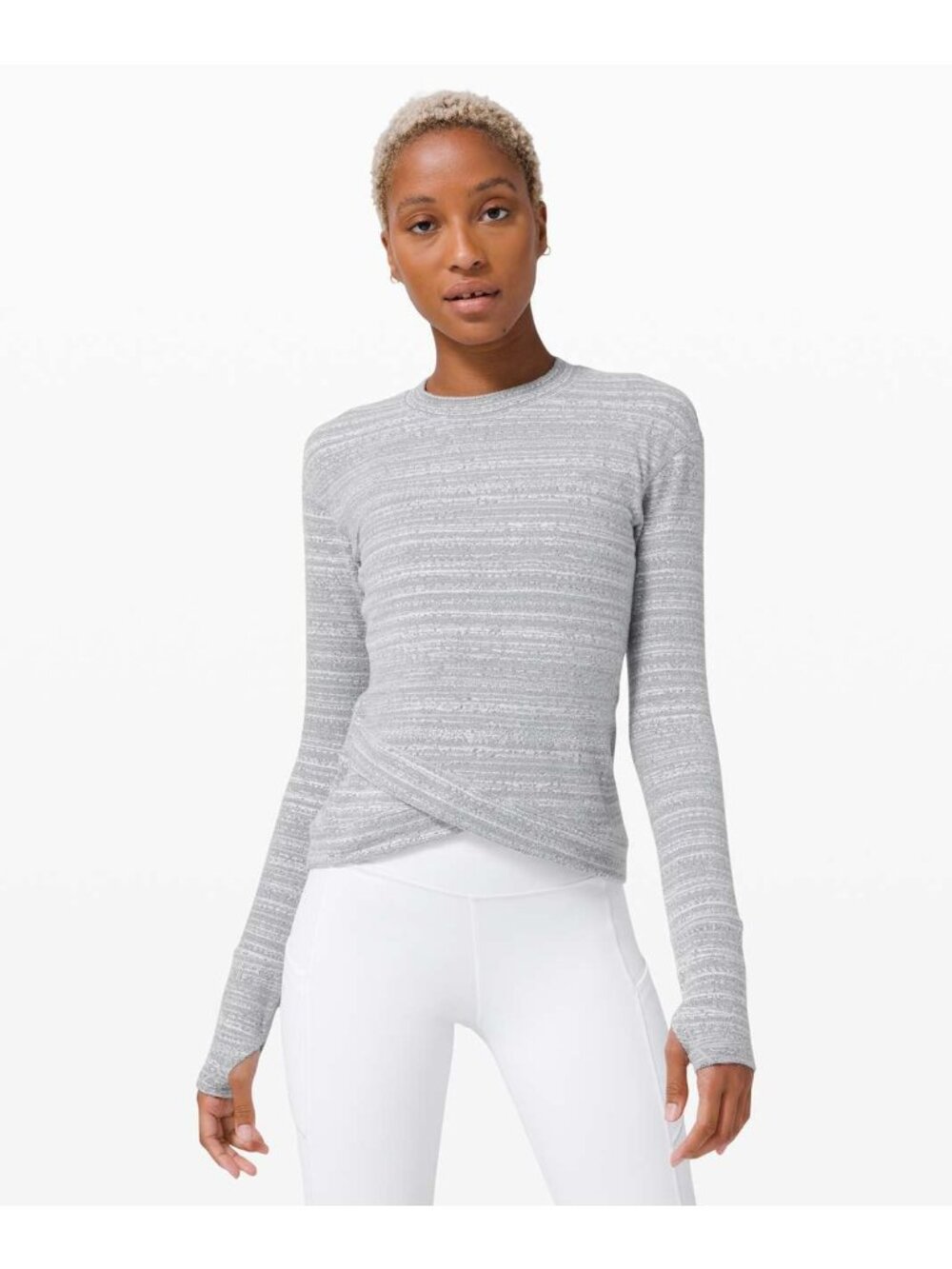 Lululemon Close to Crossing Top Size 4 Long Sleeve Vivid Stripe Jacquard Gym